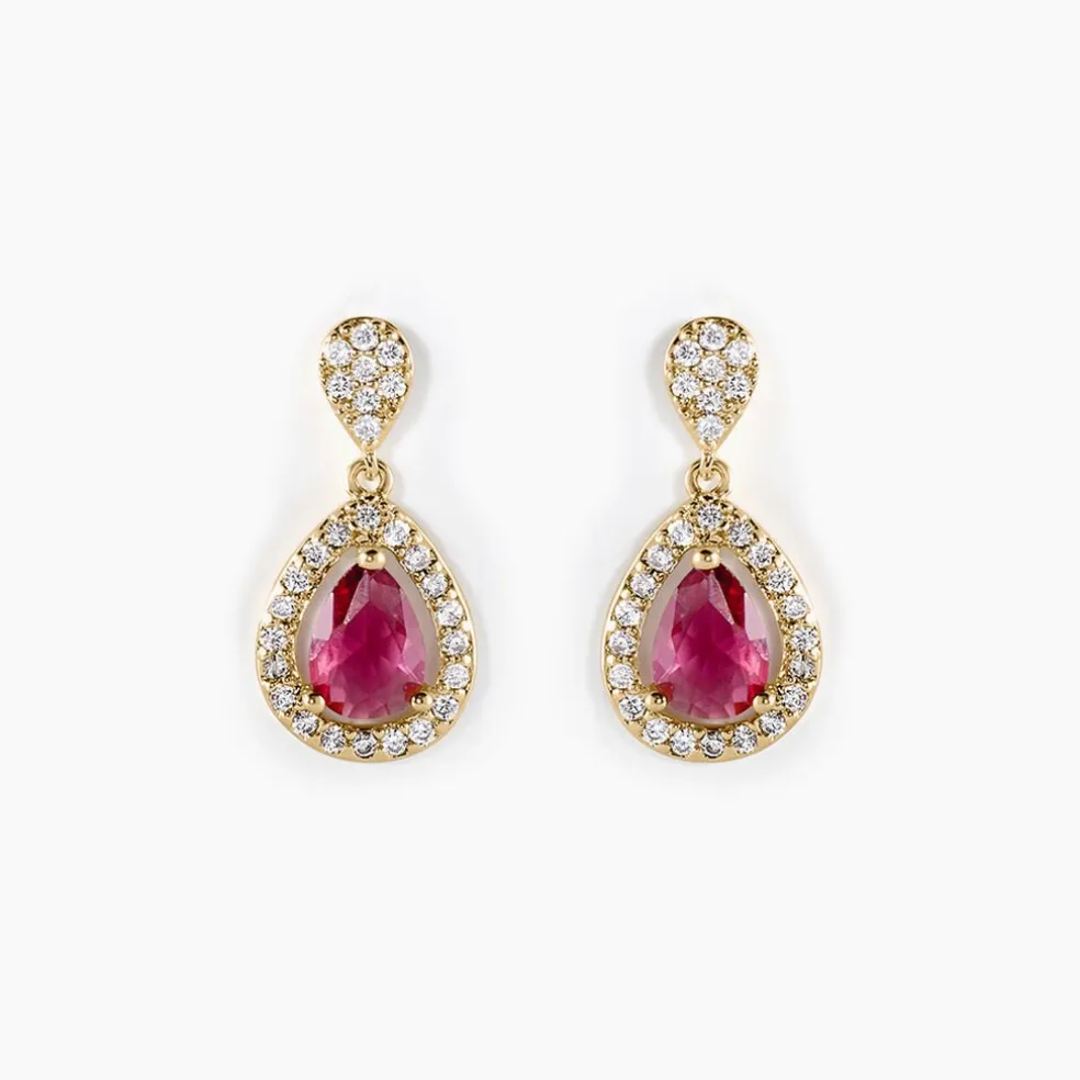 Boucles D'oreilles Pendantes Brigita Plaqué Or Pierre Et Oxyde