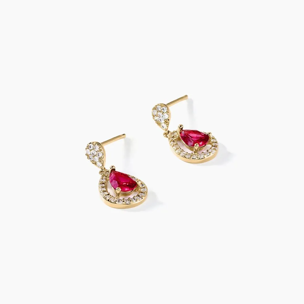 Boucles D'oreilles Pendantes Brigita Plaqué Or Pierre Et Oxyde