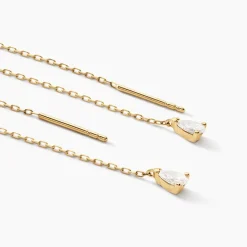 Boucles D'oreilles Pendantes Kirstin Or Jaune Diamant Synthétique