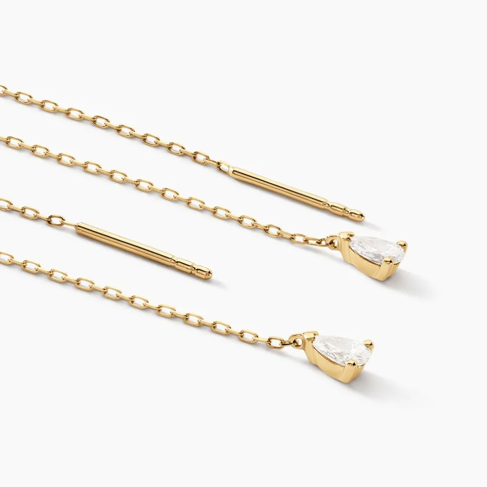 Boucles D'oreilles Pendantes Kirstin Or Jaune Diamant Synthétique