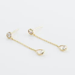 Boucles D'oreilles Pendantes Kadidja Or Jaune Oxyde De Zirconium