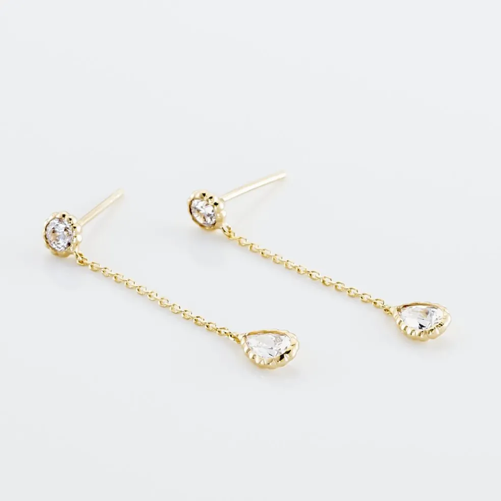 Boucles D'oreilles Pendantes Kadidja Or Jaune Oxyde De Zirconium