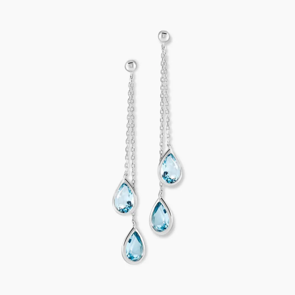 Boucles D'oreilles Pendantes Carlyn Or Blanc Topaze