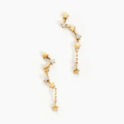 Boucles D'oreilles Pendantes Orion Or Jaune Oxyde De Zirconium