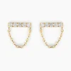 Boucles D'oreilles Pendantes Bartolomeo Or Jaune Oxyde De Zirconium