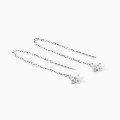 Boucles D'Oreilles Pendantes Loryne Argent Blanc Oxyde De Zirconium