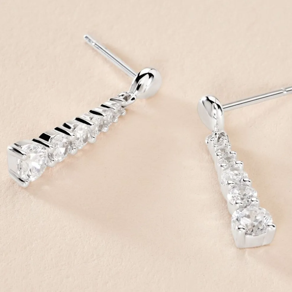 Boucles D'oreilles Pendantes Dervla Argent Rhodié Oxyde De Zirconium