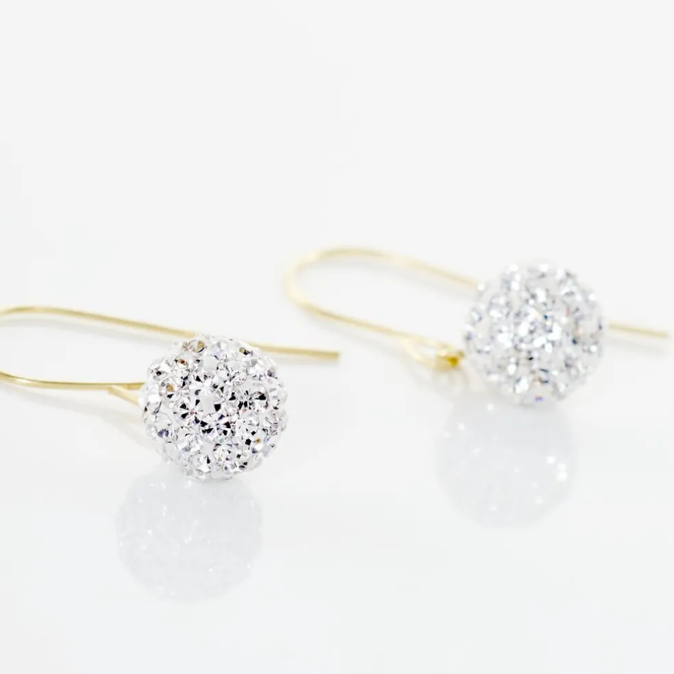 Boucles D'oreilles Pendantes Or Jaune Fidelia Cristal
