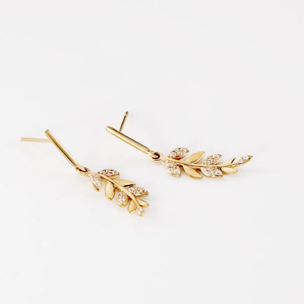 Boucles D'oreilles Pendantes Or Jaune Nahia Oxydes De Zirconium