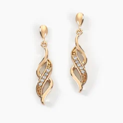 Boucles D'oreilles Pendantes Ishaae Plaqué Or Jaune Oxyde De Zirconium