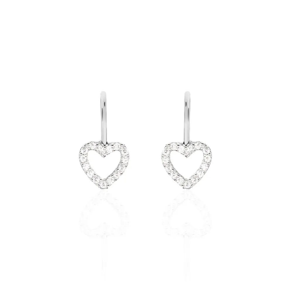 Boucles D'oreilles Pendantes Elisene Argent Blanc Oxyde De Zirconium