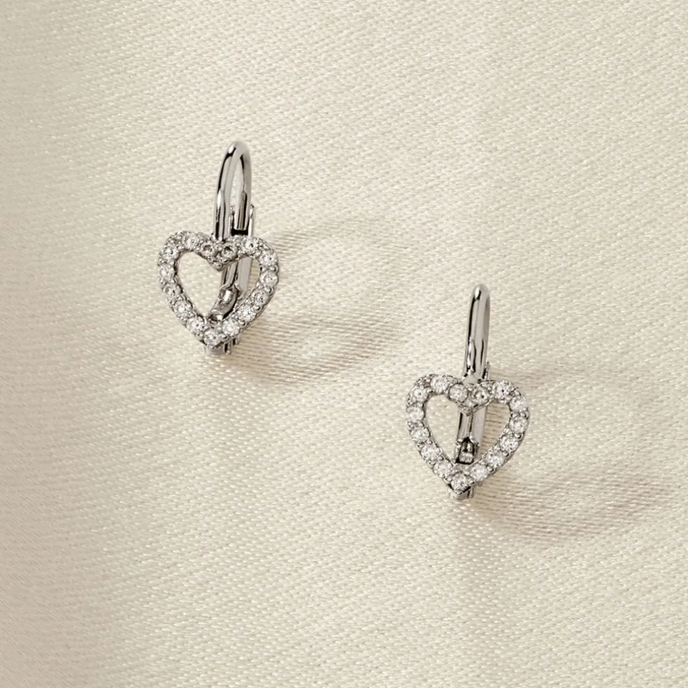 Boucles D'oreilles Pendantes Elisene Argent Blanc Oxyde De Zirconium