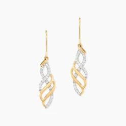 Boucles D'Oreilles Pendantes Sumati Or Jaune Oxyde De Zirconium