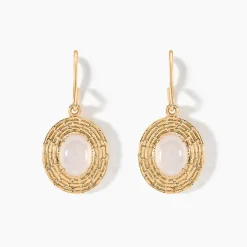 Boucles D'oreilles Pendantes Linna Plaqué Or Jaune Pierre De Lune