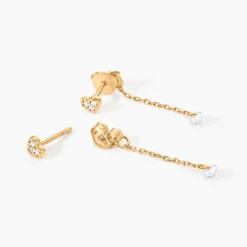 Boucles D'Oreilles Pendantes Isolia Plaqué Or Jaune Oxyde De Zirconium