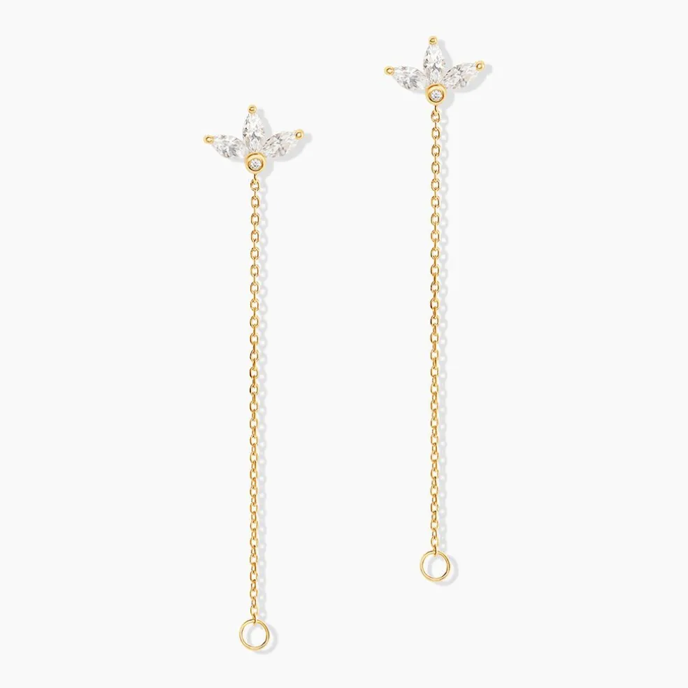 Boucles D'oreilles Pendantes Tiara Or Jaune Oxyde De Zirconium