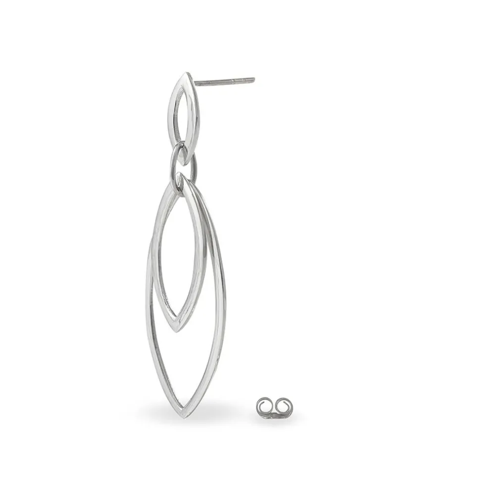 Boucles D'oreilles Pendantes Toupie Argent Blanc