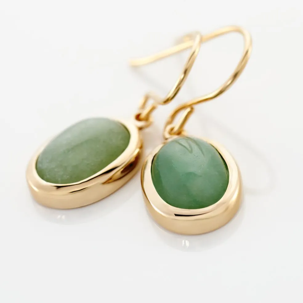 Boucles D'oreilles Pendantes Veina Plaqué Or Jaune Aventurine