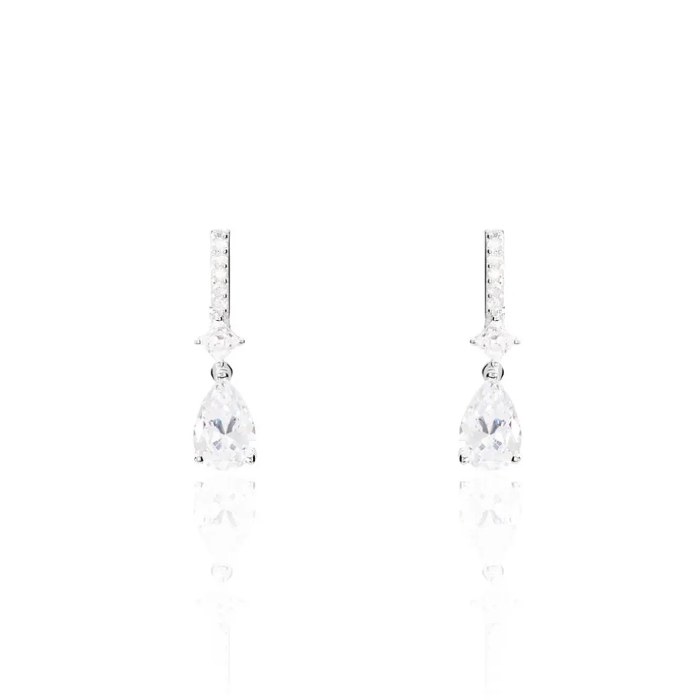 Boucles D'oreilles Pendantes Eowyn Argent Blanc Oxyde De Zirconium