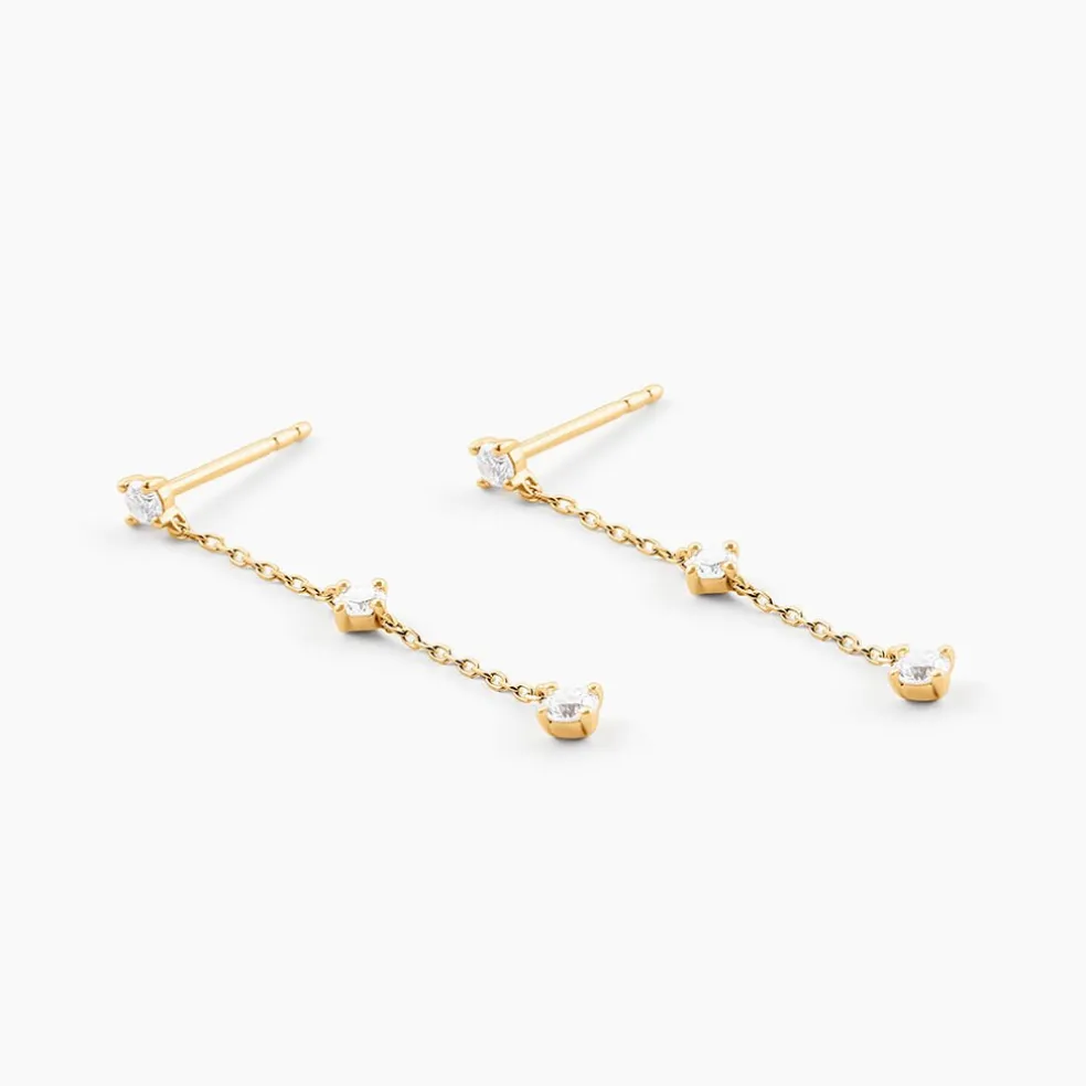 Boucles D'Oreilles Pendantes Madhav Or Jaune Diamant Synthétique