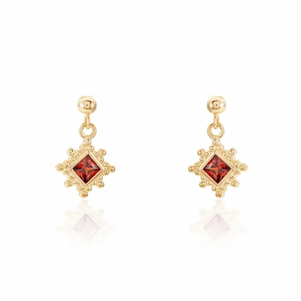 Boucles D'oreilles Pendantes Bobbie Plaqué Or Jaune Oxyde De Zirconium