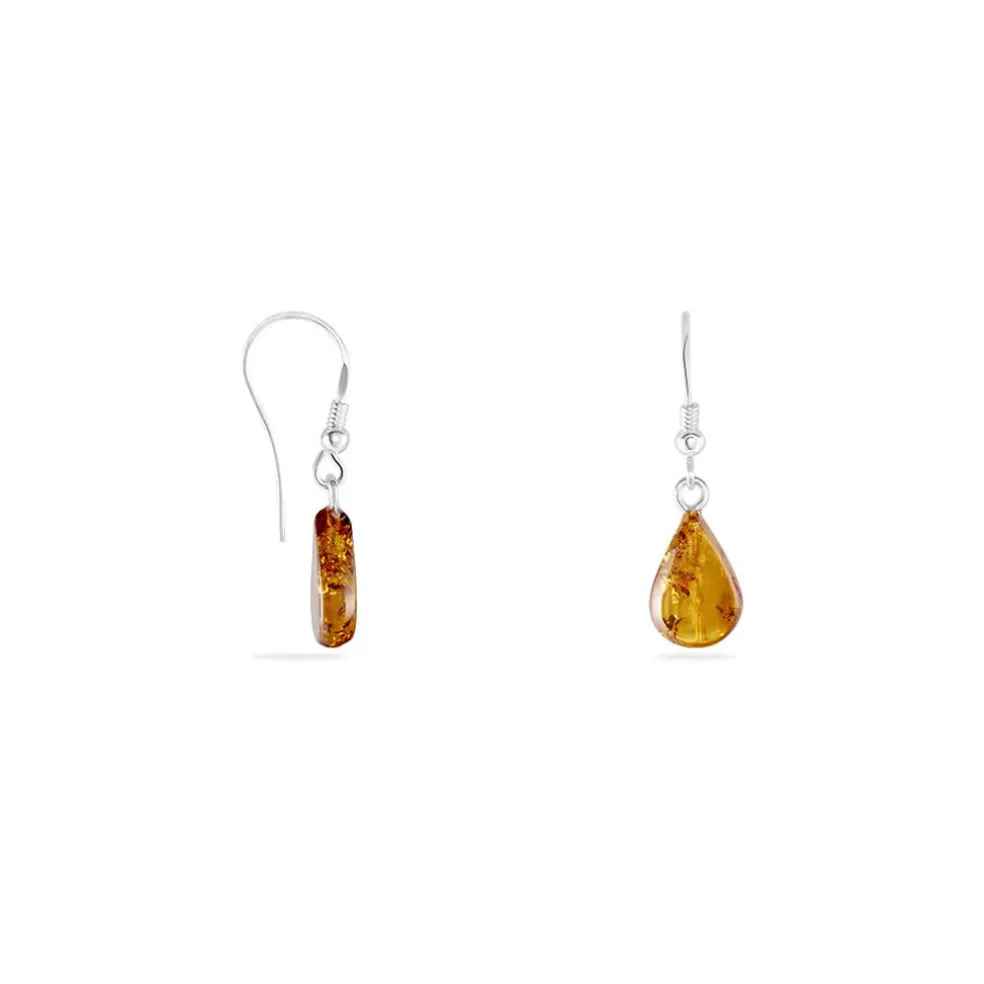 Boucles D'oreilles Pendantes Argent Blanc Mareme Ambre