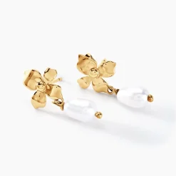 Boucles D'oreilles Pendantes Audley Or Jaune Perle De Culture
