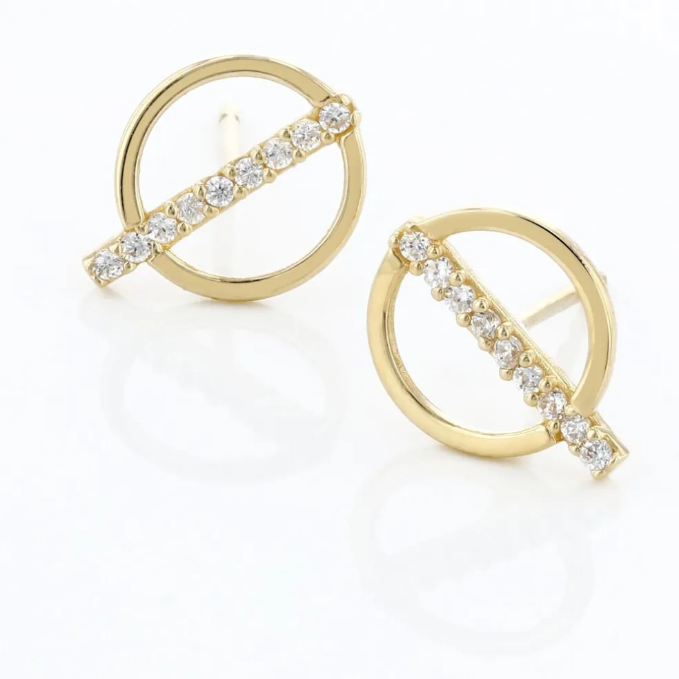 Boucles D'oreilles Pendantes Edmee Cercle Or Jaune Oxyde De Zirconium