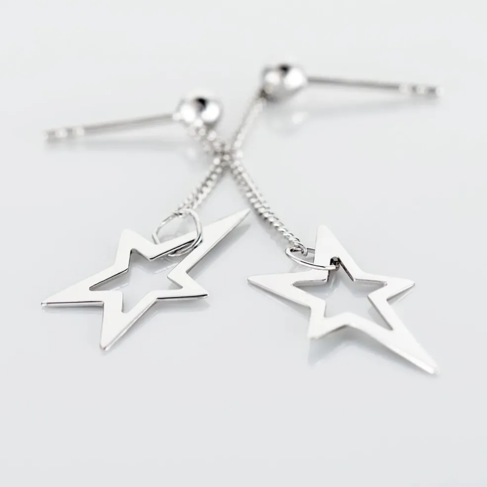 Boucles D'oreilles Pendantes Eloisa Argent Blanc