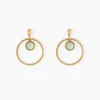 Boucles D'oreilles Pendantes Amalthea Plaqué Or Doré Aventurine Vert
