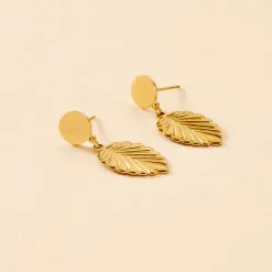 Boucles D'oreilles Pendantes Hristina Acier Jaune