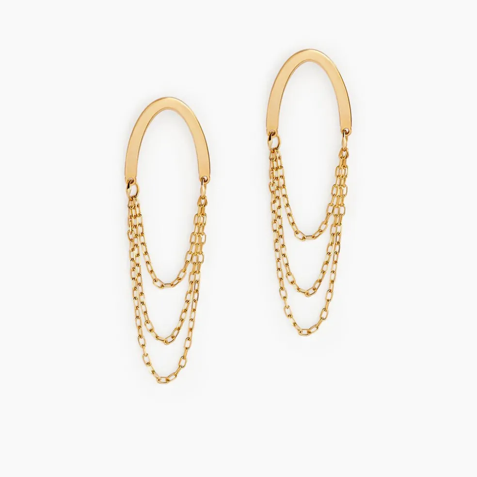 Boucles D'oreilles Pendantes Brin D'or Or Jaune