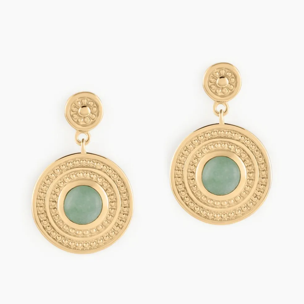 Boucles D'oreilles Pendantes Hugolin Plaqué Or Aventurine