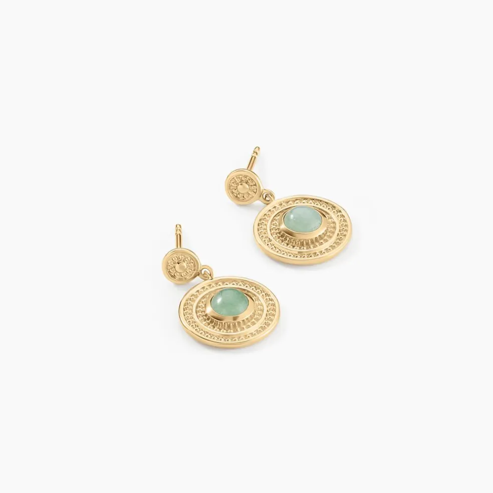 Boucles D'oreilles Pendantes Hugolin Plaqué Or Aventurine