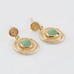 Boucles D'oreilles Pendantes Hugolin Plaqué Or Aventurine