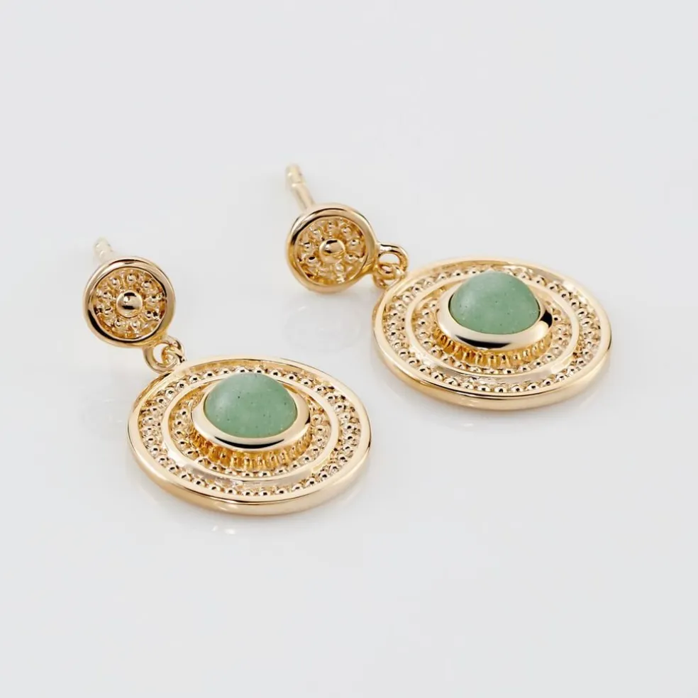 Boucles D'oreilles Pendantes Hugolin Plaqué Or Aventurine