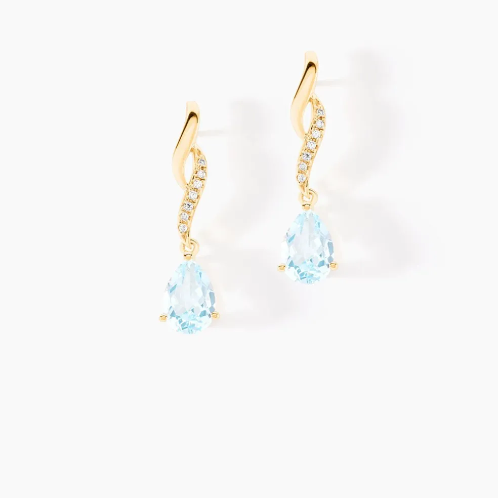 Boucles D'oreilles Pendantes Or Jaune Assaf Topaze