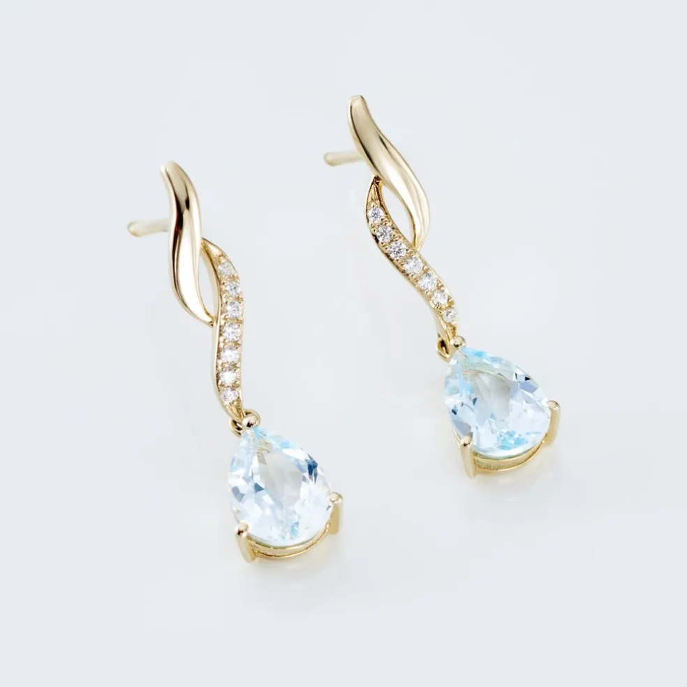 Boucles D'oreilles Pendantes Or Jaune Assaf Topaze