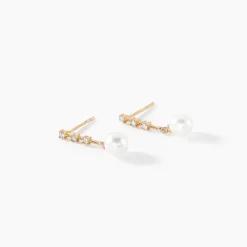 Boucles D'oreilles Pendantes Louise-marie Or Jaune Perle De Culture
