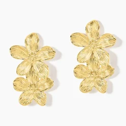 Boucles D'Oreilles Pendantes Barbade Acier Jaune