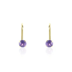 Boucles D'oreilles Pendantes Or Jaune Zoe Améthyste