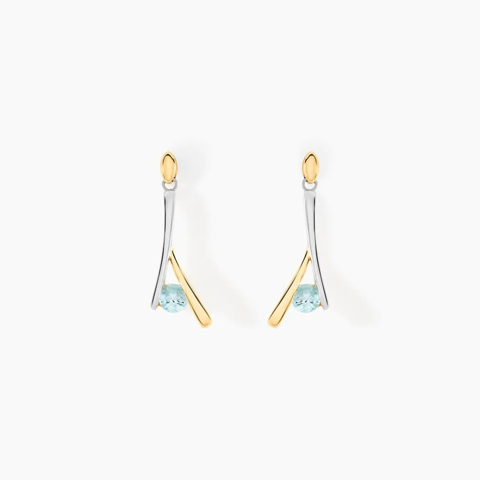 Boucles D'oreilles Pendantes Madli Or Bicolore Topaze