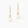 Boucles D'oreilles Pendantes Baroque Or Jaune Perle De Culture