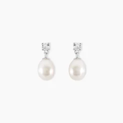 Boucles D'oreilles Pendantes Dolores Argent Perle De Culture Et Oxyde