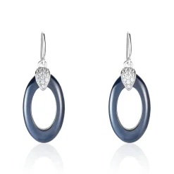 Boucles D'oreilles Pendantes Peer Argent Blanc Oxyde De Zirconium