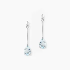 Boucles D'oreilles Pendantes Goutte Or Blanc Topaze
