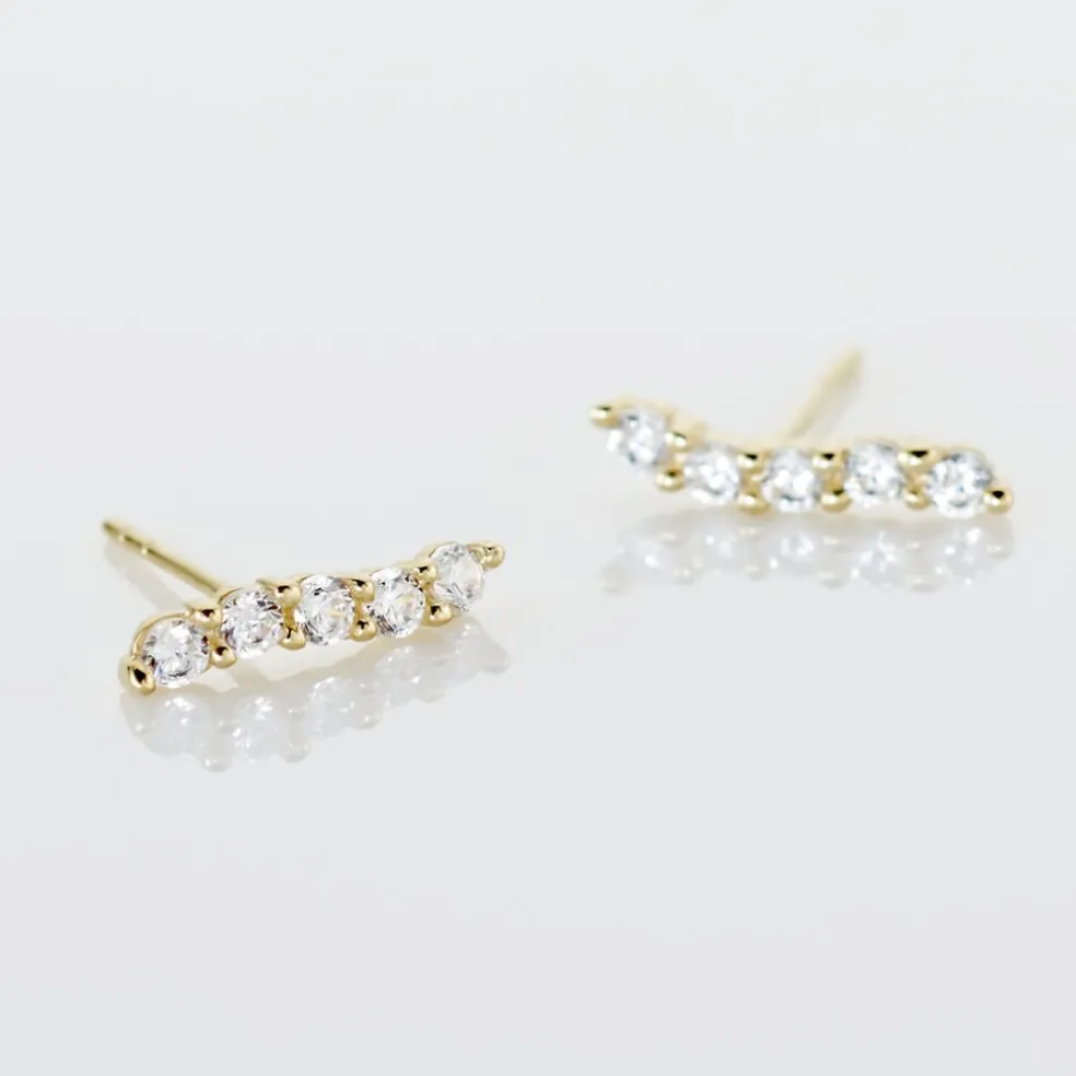 Boucles D'oreilles Pendantes Dahina Or Jaune Oxyde De Zirconium