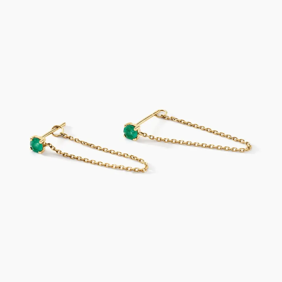 Boucles D'oreilles Pendantes Esmerald Rendez-vous Or Jaune Emeraude