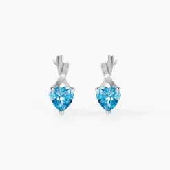 Boucles D'oreilles Pendantes Or Blanc Clothilde Topazes Oxydes