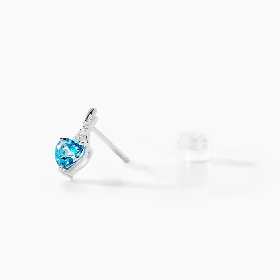 Boucles D'oreilles Pendantes Or Blanc Clothilde Topazes Oxydes